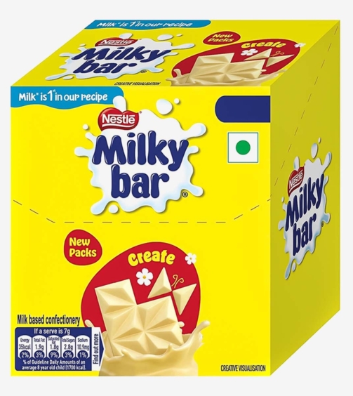 Nestle MILKYBAR Creamy White Chocolate Tablet – 42g Triangle Bar, 588 g (Pack of 14 Units)