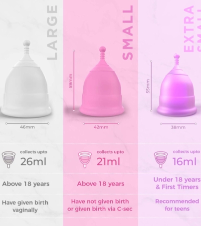 Pee Safe Reusable Menstrual Cup With Medical Grade Silicone For Women - Small,Medium