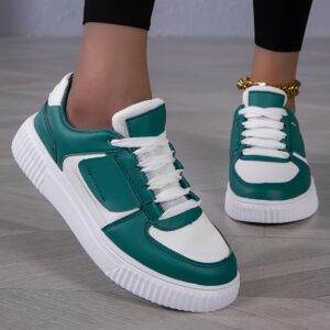 High Sole Green And White Cute Shoes For Women